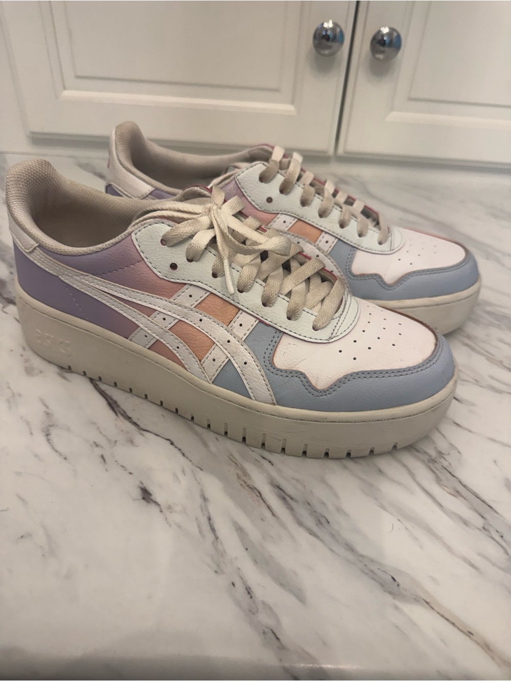Asics Women's Pastel Multi-Color Leather Platform Sneakers